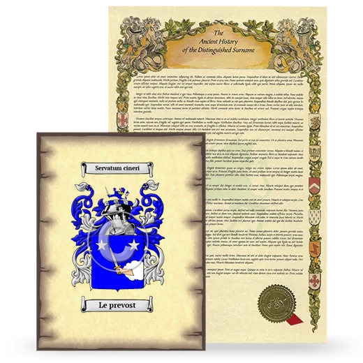 Le prevost Coat of Arms and Surname History Package